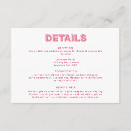 Recepción Tarjeta de gabinete de detalles de texto de negrit