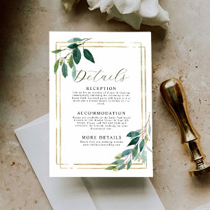 Recepción Tarjeta de gabinete de detalles del Boda botánico