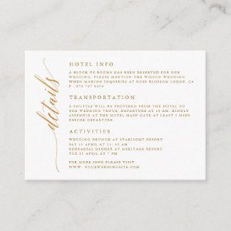 Recepción Tarjeta de gabinete de detalles del Boda de script
