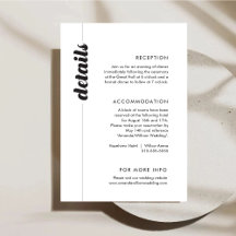 Tarjeta de gabinete de detalles del Boda de tipogr