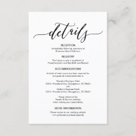 Recepción Tarjeta de gabinete de detalles del Boda perfecto