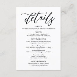 Recepción Tarjeta de gabinete de detalles del Boda perfecto