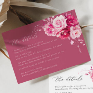 Recepción Tarjeta de gabinete de detalles del Boda rosa cali