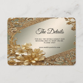 Recepción Tarjeta de gabinete de detalles florales de oro or
