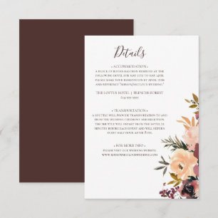 Recepción Tarjeta de gabinete de detalles florales para Nara
