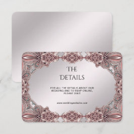 Recepción Tarjeta de gabinete de detalles ornamentales rosad