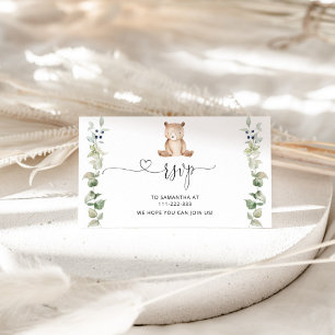 Recepción Tarjeta de gabinete de Eucalyptus bear RSVP