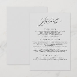 Recepción Tarjeta de gabinete de información de Boda gris su