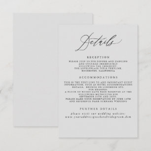 Recepción Tarjeta de gabinete de información de Boda gris su