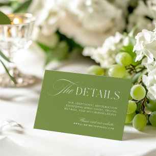 Recepción Tarjeta de gabinete de información de Boda verde d