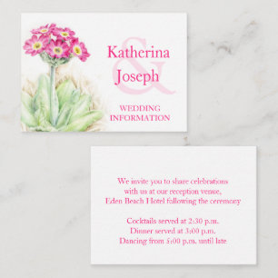 Recepción Tarjeta de gabinete de información del boda de art