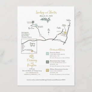 Recepción Tarjeta de gabinete de mapas de boda - diseñada po