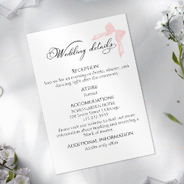 Recepción Tarjeta de gabinete del boda | Bow Detalles del có