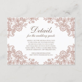 Recepción Tarjeta de gabinete del boda de encaje rosa agitad