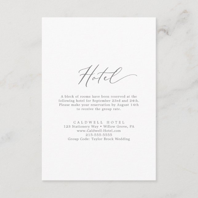 Recepción Tarjeta de gabinete del hotel Delicate Silver Call (Anverso)