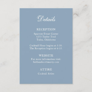 Recepción Tarjeta de gabinete detallada Tarjeta de Boda azul