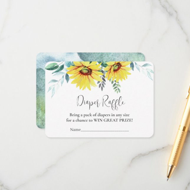 Recepción Tarjeta de Gabinete Diaper Raffle,Ducha para bebé (Anverso/Reverso In Situ)