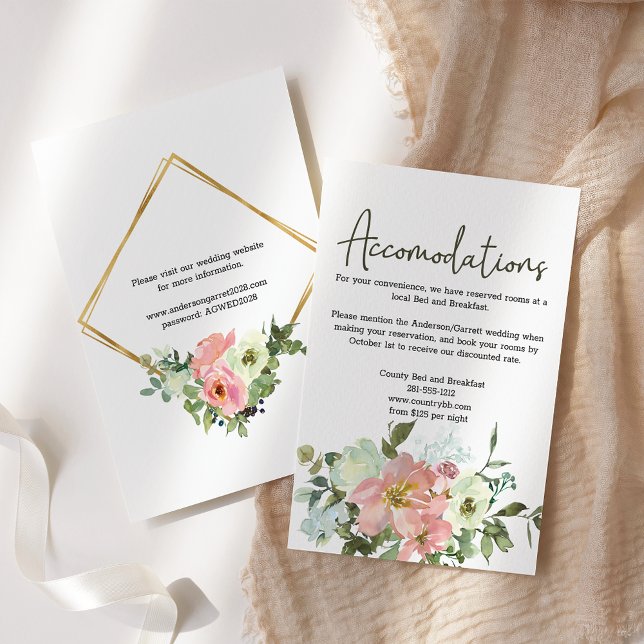 Recepción Tarjeta de gabinete Eggshell y Rubor Floral Boda (Subido por el creador)