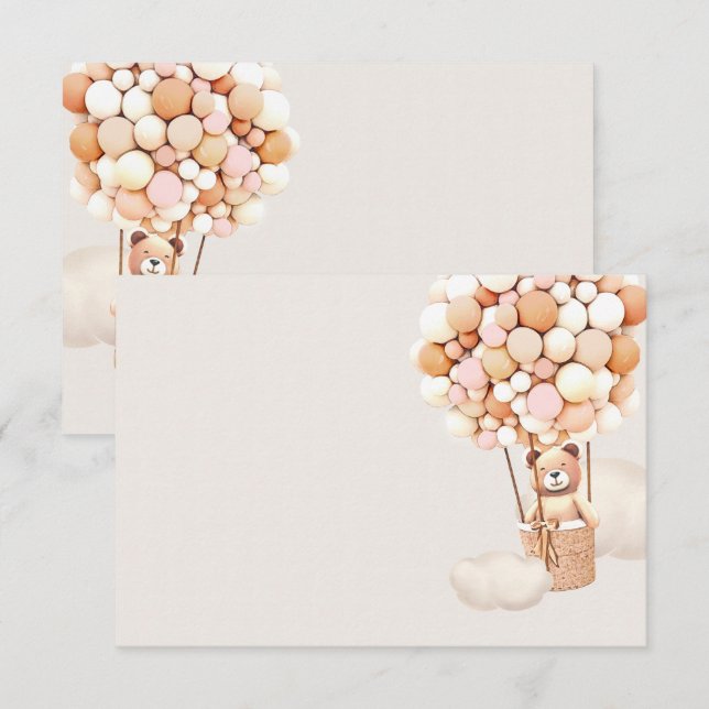 Recepción Tarjeta de gabinete en blanco para globos de oso r (Anverso / Reverso)