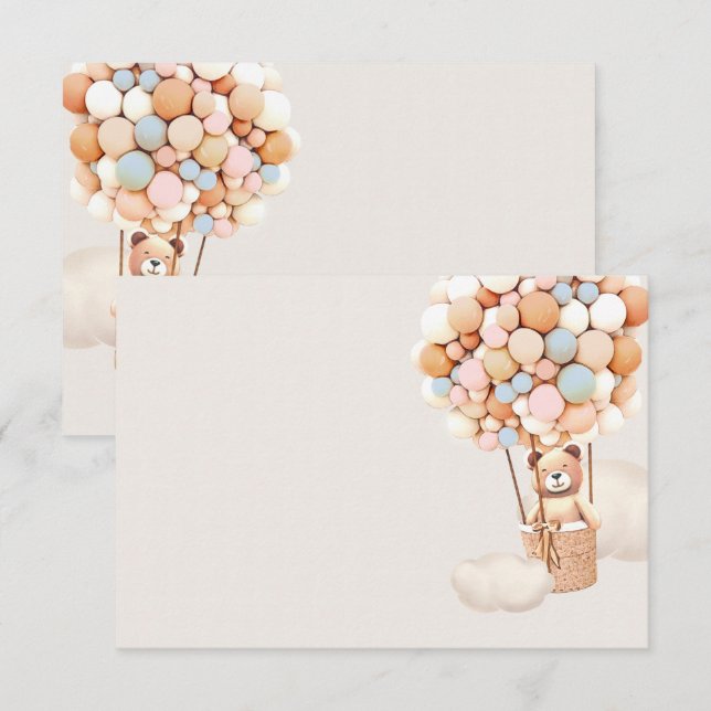 Recepción Tarjeta de gabinete en blanco para globos de oso r (Anverso / Reverso)