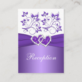 Recepción Tarjeta de gabinete floral blanca púrpura RIBBON I