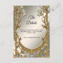 Recepción Tarjeta de gabinete Gold Ornate White Floral