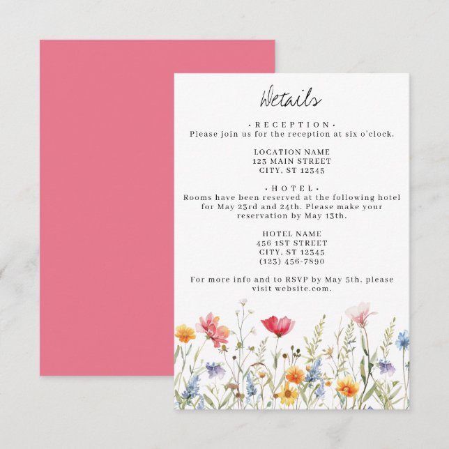 Recepción Tarjeta de gabinete para detalles de Boda de flore (Anverso / Reverso)