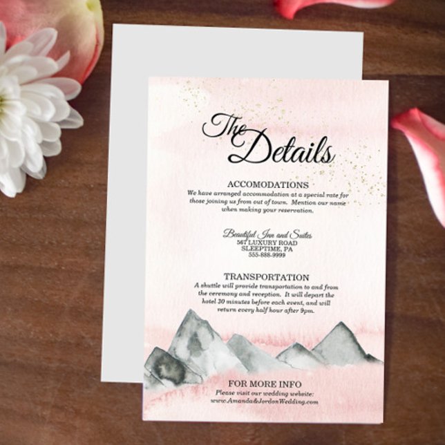 Recepción Tarjeta de gabinete para detalles de montaña Pink  (Subido por el creador)