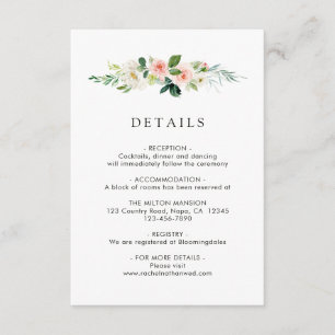 Recepción Tarjeta de gabinete para detalles del Boda floral 