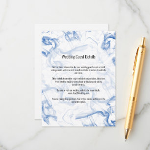 Recepción Tarjeta de gabinete para detalles del Boda Smokey