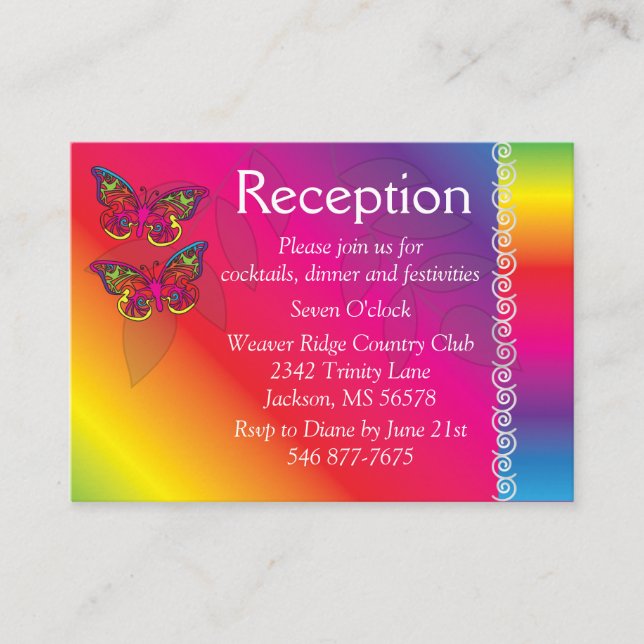 Recepción Tarjeta de gabinete para diseño de mariposa psicod (Anverso)