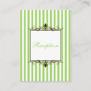Recepción Tarjeta de gabinete rayada verde, blanco y marrón