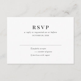 Recepción Tarjeta de gabinete RSVP de color blanco negro mod