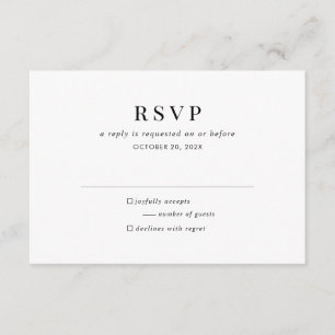 Recepción Tarjeta de gabinete RSVP de color blanco negro mod