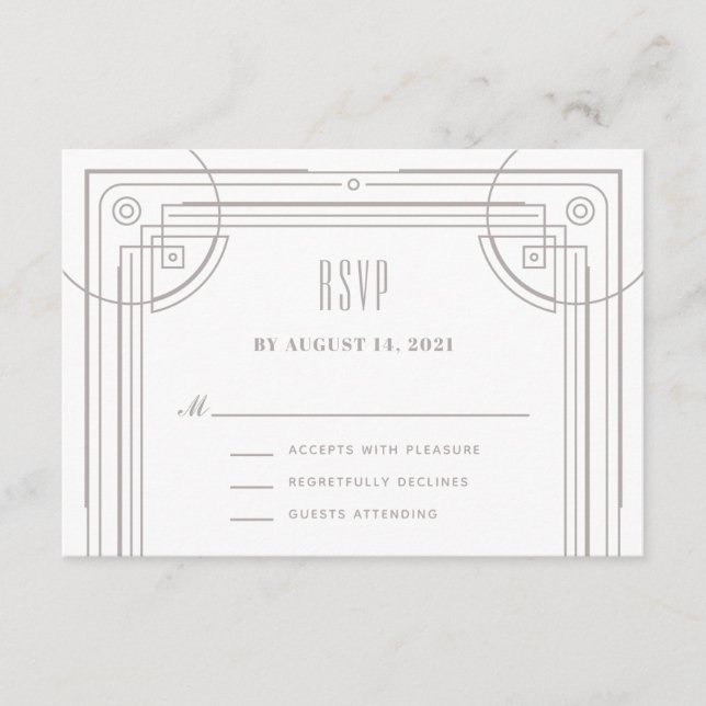 Recepción Tarjeta de gabinete RSVP de marco decorativo moder (Anverso)