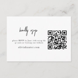 Recepción Tarjeta de gabinete RSVP Minimalista blanca y negr