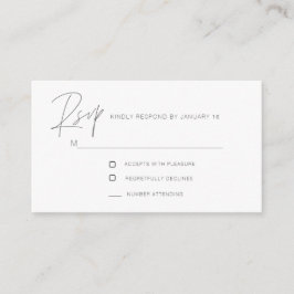 Recepción Tarjeta de gabinete RSVP moderna más simple