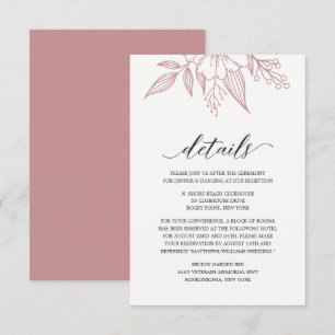 Recepción Tarjeta de gabinete Rubor de Boda floral simple el