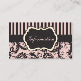 Recepción Tarjeta de gabinete Rubor PInk, Cream, Gray Damask