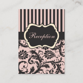 Recepción Tarjeta de gabinete Rubor PInk, Cream, Gray Damask