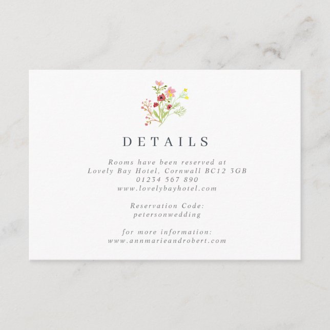 Recepción Tarjeta de gabinete Rustic Wildflowers Boda (Anverso)