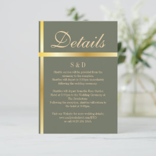 Recepción Tarjeta de gabinete Sage Green y Golden Boda