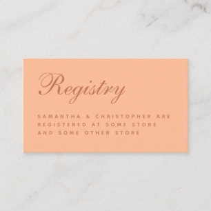 Recepción Tarjeta de gabinete simple Peach Brown para boda R