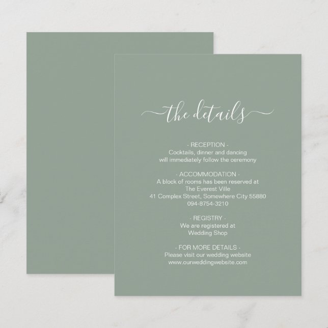 Recepción Tarjeta de gabinete verde simple (Anverso / Reverso)