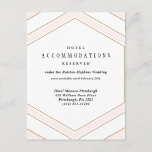 Recepción Tarjeta de Hotel Boda de Diamantes Geométricos Art