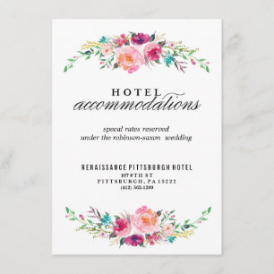 Recepción Tarjeta de Hotel Bohemian Floral Boda