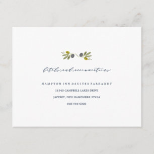 Recepción Tarjeta de Hotel de Jardín Boho de Rama de Olivo