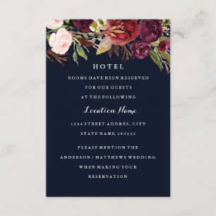 Recepción Tarjeta de Hotel para Boda de Otoño con Floral Bur