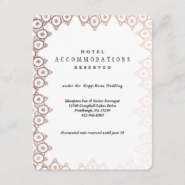 Recepción Tarjeta de Hotel Rosa Gold Delicate Boda
