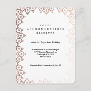 Recepción Tarjeta de Hotel Rosa Gold Delicate Boda